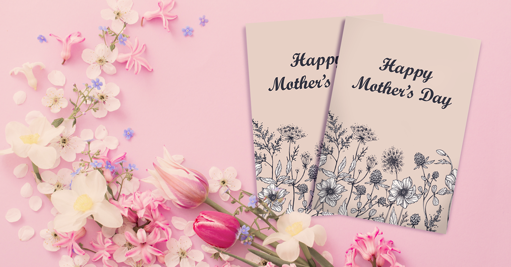 sketched flowers happy mothers day card