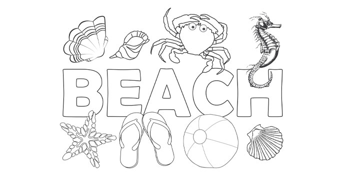 beach colouring page