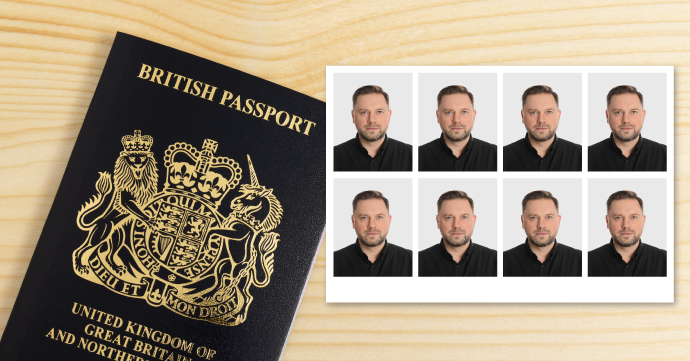 passport with passport photo prints