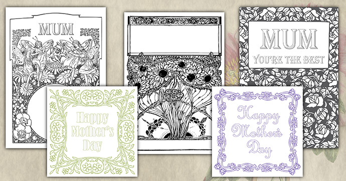 Printable colour in Mothers Day cards.