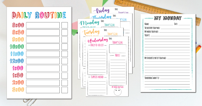 printable home school planners and timetables