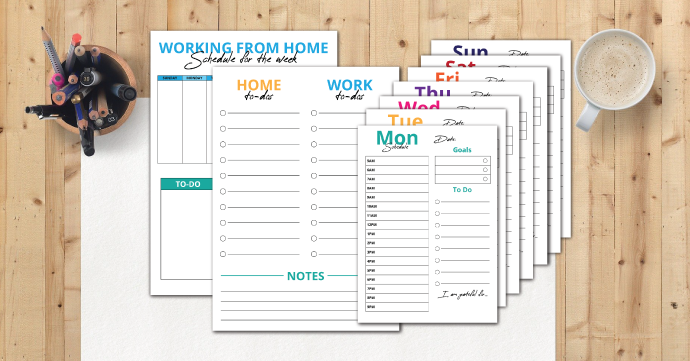Printable working from home planners