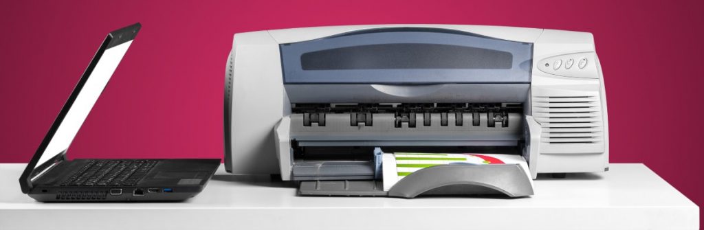Printer and a laptop.