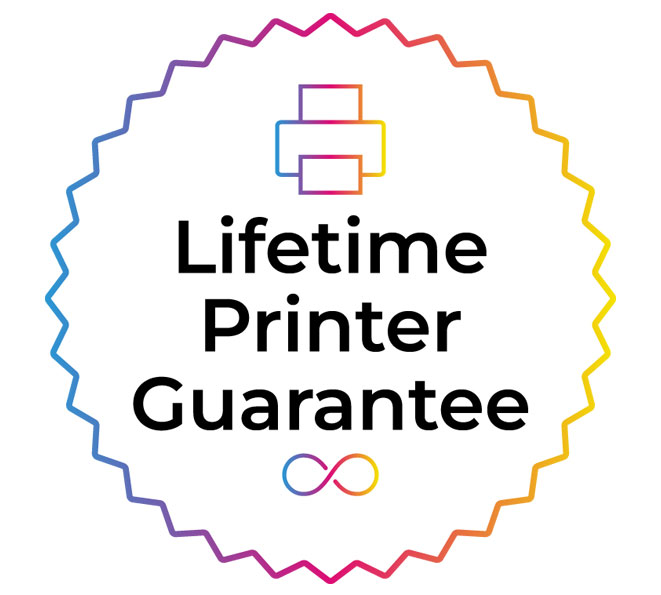 lifetime printer guarantee badge