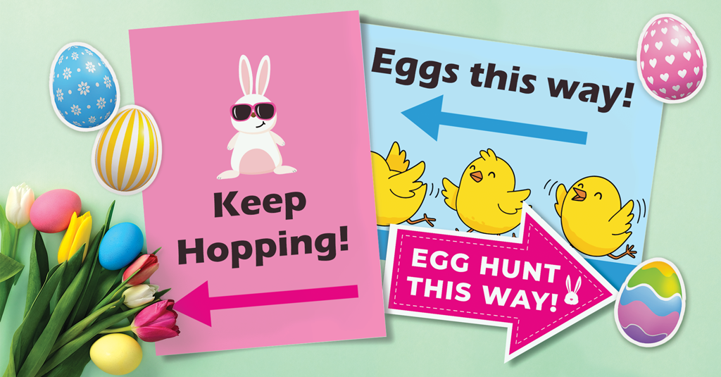 Download Easter Egg Hunt Signs easter egg hunt signs blue and pink