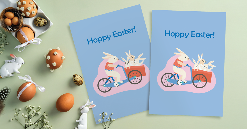 hoppy easter with rabbits card