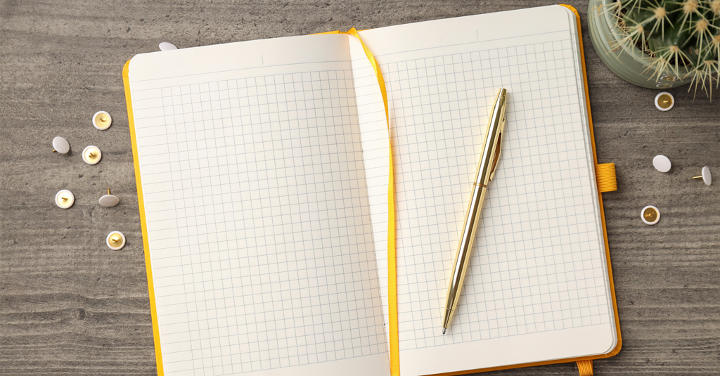 Grid Paper Open notebook with grid paper.